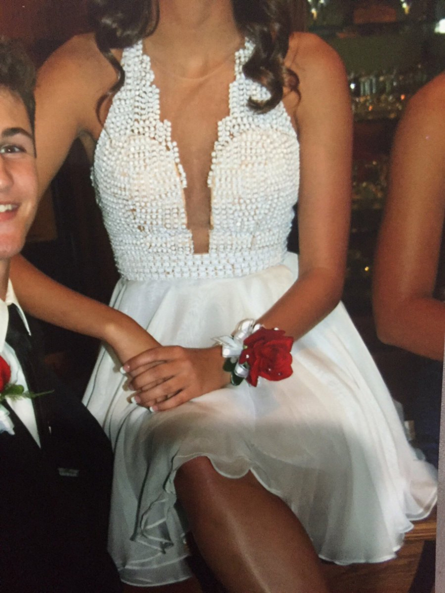 White Prom Dress Hang A Neck Dress Backlessprom Dress, Beading Prom